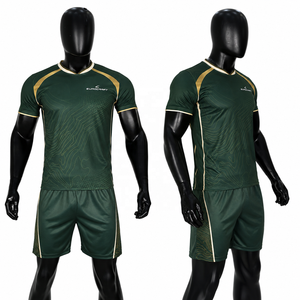Conjunto de Camiseta de Fútbol Unisex Eurocraf Verde Dorado con Estampado Sublimado, Manga Corta, Absorbe la Humedad, Elástico en Cuatro Direcciones, Transpirable - Product Image 1