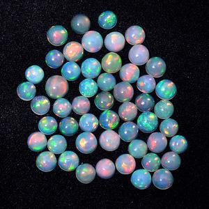 Opale Welo d'Éthiopie naturelle de qualité AAA+, cabochon rond de 5 mm, multi-feu, semi-précieuse, pierre précieuse en vrac à dos plat pour la joaillerie - Product Image 3
