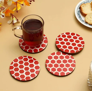 Sous-verre en MDF imprimé émail avec motif de feuille d'oranger, tapis de table moderne antidérapant pour la décoration - Product Image 2