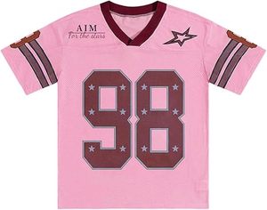 T-shirts graphiques surdimensionnés à imprimé décontracté, col en V, streetwear, haut d'été - Product Image 5