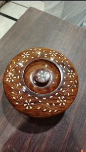 Handcrafted Wooden <b>Spice</b> Box Masala Dabba with 7 Containers Lid Floral Inlay Kitchen <b>Storage</b> Organizer Rustic Gift Set - Product Image 2