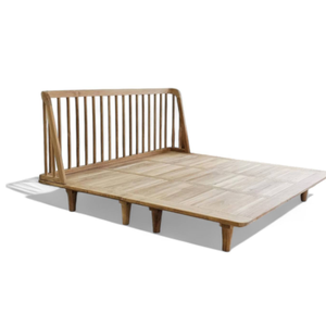 Minimalist Wooden <b>Bed</b> Frame <b>with</b> Solid Wood Headboard Stable Structure Easy Installation Home Bedroom Furniture - Product Image 1