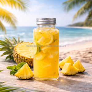 Botella Cuadrada de Plástico Transparente PET VD300-33 de 300 ml, Personalizable, al por Mayor, de Grado Alimenticio para Té, Hecha en Vietnam - Product Image 1