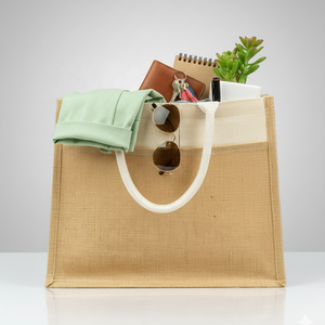 Bolsa de Compras Reciclable de Juco Laminado Premium con Asas Acolchadas, Reutilizable y Ecológica, Impresa con Serigrafía para Comercio Minorista - Product Image 5