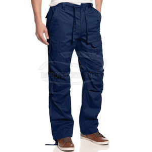 Joggers largos informales para hombre, pantalones cargo ligeros de cintura media para trabajo al aire libre con parte delantera plana, patrón recto de lavado ligero personalizado al por mayor - Product Image 1