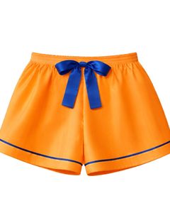 Orange Royal Blue Satin Women Pajama Set Silk Sleepwear <b>Spaghetti</b> <b>Strap</b> Cami And Shorts Soft Luxury Nightwear Summer Lounge Set - Product Image 3