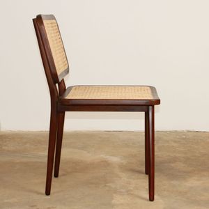 Chaise de salle à manger carrée en bois de mahogany massif et rotin, non pliable, pour la maison, la villa, l'appartement et l'hôtel - Product Image 3