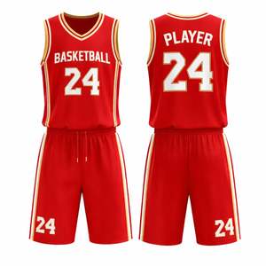 Ensemble d'uniformes de basketball sur mesure OEM, grandes tailles |   Shorts en jersey légers, respirants, en tissu mesh, anti-transpiration et antibactériens - Product Image 5