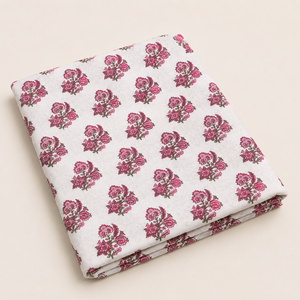 Black Pink Floral Stripe Hand Block Printed Cotton Fabric <b>Set</b> For Dress Kurta <b>Sewing</b> Home Textile Craft Apparel Material - Product Image 3