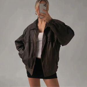 Chaquetas de Cuero para Mujer de Alta Calidad, Última Moda, Estilo Casual, con Cierre, Color Liso - Product Image 2