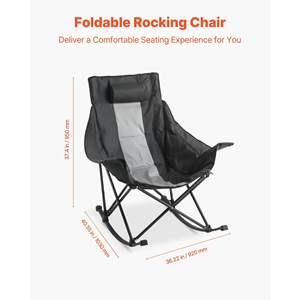 Mecedora plegable portátil de alta resistencia, portavasos de bolsillo, totalmente acolchado, para exteriores, Patio, porche, Camping, sillón reclinable para 225lbs para - Product Image 2