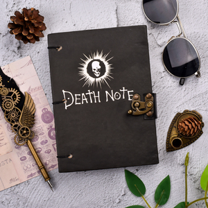 <b>A5</b> Death Note Style Handmade <b>Diary</b> Black Vintage Journal with Metal Lock 100 Pages Pure Handmade Paper Dark Theme Notebook Gift - Product Image 2