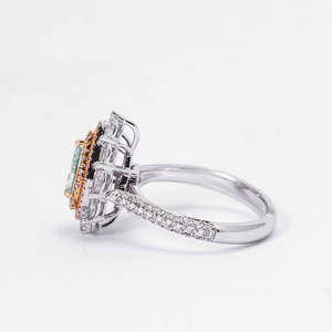 Anillo de Compromiso de Oro Blanco de 14K en Dos Tonos para Mujer, Diamante Cultivado en Laboratorio de 1.00CT, Corte Pera, Verde Muy Claro, SI1, Engaste Pavé, Certificado IGI - Product Image 3