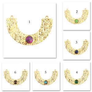 Ravishing <b>Gold</b> Plated Brushed Finish <b>Double</b> Bail Diy <b>Necklace</b> Charms Connector Mohave Blue Copper Turquoise Jewelry Connectors - Product Image 2