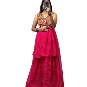 Dernier Designer Faux Georgette Imprimé Travail Lehenga Costume Par FabZone - Product Image 1