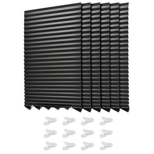 Set di 6 Tende Plissettate Temporanee Oscuranti in Carta Nera 36 X 72, Senza Necessità di Forare, Adesivo Incluso - Product Image 1