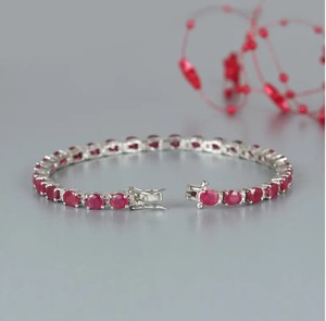 Natural <b>Ruby</b> Stone <b>Bracelet</b> 925 Sterling Silver Red Gemstone Crystal <b>Bracelet</b> Handmade Fine Jewelry - Product Image 3