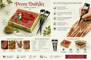 Cônes de henné naturel Dulhan pour la peinture corporelle et le Mehndi nuptial - Motifs de tatouage temporaire à base de plantes - Product Image 4