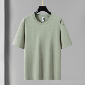 Alta calidad 280gsm 100% algodón peso pesado Unisex ajuste relajado hombro caído verano en blanco sólido Camisetas cuello redondo para hombres mujeres - Product Image 5