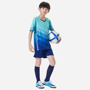 Camiseta de Fútbol para Niños con Degradado de Color, Cuello en V, Manga Corta, Poliéster que Absorbe la Humedad, para Todas las Temporadas, Ropa Deportiva Infantil - Product Image 1