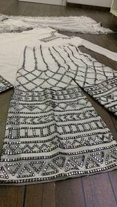 Ivory White Embroidered Salwar Palazzo Set with Dupatta Designer Party & Wedding Wear for Women Winter Summer - Product Image 5