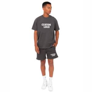 Conjunto de Verano de Alta Calidad, Camiseta de Manga Corta y Pantalones Cortos de Algodón Tejido, Estilo Casual de 2 Piezas, Ecológico, para Hombre y Mujer - Product Image 1