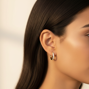 Pendientes de Aro Huggie de Oro Amarillo Sólido de 14K con Diamantes Cultivados en Laboratorio, Corte Redondo, Joyería Fina Moderna para Mujer, Regalo para Fiestas y Eventos - Product Image 3