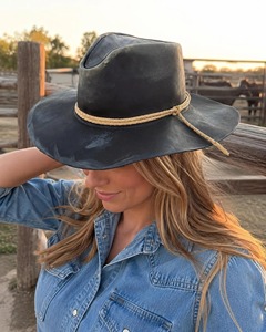 Custom Genuine Leather Cowboy <b>Hat</b> Wide Brim Embossed Monogram Outdoor <b>Western</b> Ranch Riding <b>Hat</b> Unisex Adult Spring Autumn - Product Image 3