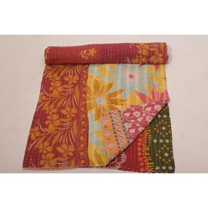 Indian Cotton Kantha Gudri Bedspread <b>Handmade</b> Vintage Reversible <b>Quilt</b> Throw for Bedroom Decor - Product Image 4