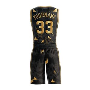 Ensemble de basketball haut de gamme : débardeur sans manches et short, motif éclaboussures de peinture noir et or, tenue d'équipe professionnelle - Product Image 2