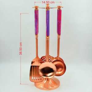 Hot Sale <b>Copper</b> Finish Stainless Steel Kitchenware Set With Set Of 6 With Resin <b>Handle</b> Use For Kitchen In Low Price In India - Product Image 6