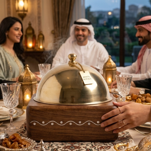 Artisanal Solid Wooden Dining Hotpot Casserole Steel Dome Lid with Inlaid Mother of Pearl Detail Luxury Tableware - Product Image 5