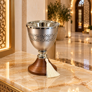 Brûleur à Bakhoor artisanal en bois, porte-encens en acier inoxydable |   Oud Arabe Mabkhara, Parfum d'Ambiance Islamique pour la Maison, Décoration de Table - Product Image 4