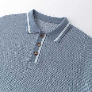 Custom Knit Men'S Polo <b>Shirts</b> Linen Cotton Casual <b>Party</b> <b>Shirts</b> Classic Knitted Striped Polo <b>Shirt</b> - Product Image 2