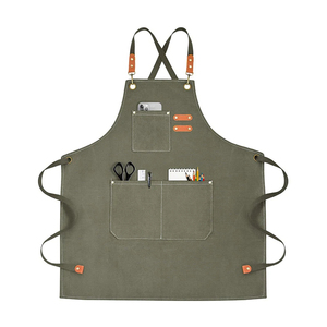 Tablier de travail unisexe en cuir véritable, design dos croisé, plusieurs poches, ajustement confortable, pour chef professionnel, cuisine et atelier - Product Image 1