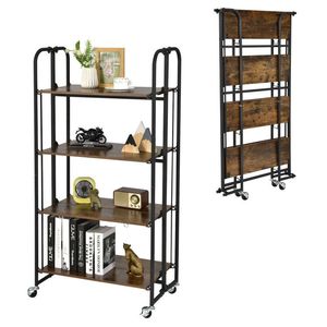 Carrello Pieghevole con Ruote e Ripiani in Metallo, Stoccaggio Flessibile Moderno per Pulizie in Cucina - Product Image 1