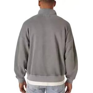 Sudadera con cremallera de cuarto de cierre personalizada con estampado y lavado ácido, corte oversize, para suministro a marcas de moda urbana estadounidenses - Product Image 6
