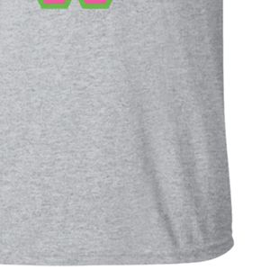 T-shirt gris chiné à manches courtes avec imprimé graphique lettres grecques, col rond, style décontracté en coton, haut pour femme, tenue de tous les jours, style urbain - Product Image 4