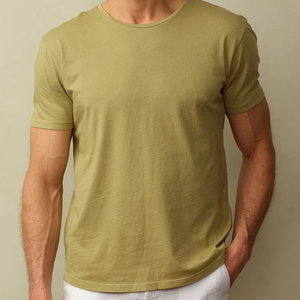 เสื้อเชิ้ตแขนสั้นคอโอ ผ้าวอร์สเตดสำหรับผู้ชาย ยี่ห้อ Sajjawal  โลโก้ด้านหน้า ผ้าฝ้าย 100% ทรงหลวม ไม่เป็นขุย น้ำหนัก 230 กรัม เนื้อผ้าไหม - Product Image 1