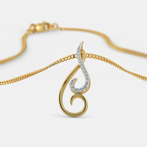 Yellow Gold Abstract Swirl Lab Grown Diamond Pendant Necklace - Product Image 5