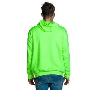 Sweat-shirt à capuche zippé vert fluo pour homme, coupe classique, en molleton, décontracté, couleur unie, pour l'automne - Product Image 3
