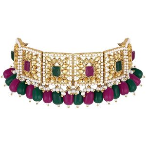 Pendientes de Cristal Geométricos Chapados en Oro de 22K, Conjunto de Joyería de Boda para Mujer, Collar y Pendientes con Incrustaciones de Perlas Étnicas - Product Image 2