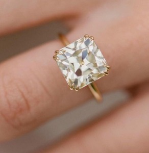 Anillo Solitario de Diamante Corte Asscher Canario, Joyería de Oro Sólido para Mujer, Diseño de Piedra de Nacimiento Amarilla, Refinado para Uso Diario, Romántico y Elegante - Product Image 4
