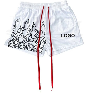Shorts de bain et de surf pour hommes en toile tricotée 100 % coton, taille mi-haute élastique, séchage rapide, respirant, imperméable avec poches, OEM - Product Image 5