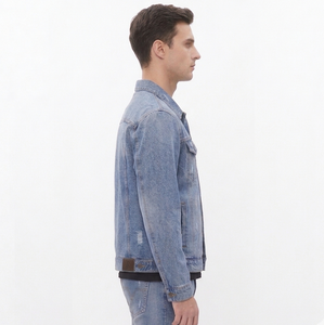 Chaqueta de Mezclilla para Hombre, Lavada con Efecto Desgastado, 100% Algodón, Cierre de Botones, Corte Regular, Estilo Casual para Otoño - Product Image 5