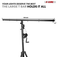 Soporte de luces DJ de 5 núcleos con manivela alta, sistema de truss para iluminación de escenario ajustable con barra en T de alta resistencia