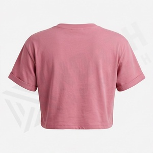 เสื้อยืดคอตตอนเรียบง่ายแบบพื้นฐานสำหรับผู้หญิง เสื้อยืดครอปพรีเมียมสำหรับผู้หญิง เสื้อผ้าออกกำลังกาย ระบายอากาศได้ดี สีสันปรับแต่งได้ - Product Image 2