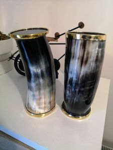 Corne à boire viking en matériau organique de haute qualité, avec bordure en laiton, faite à la main, écologique, forme naturelle, cadeau de Noël NS - Product Image 6