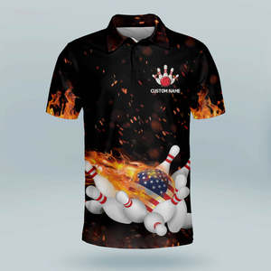เสื้อยืดกีฬาผ้าโพลีเอสเตอร์/คอตตอนถักแบบระบายอากาศได้ พิมพ์ลายตามสั่ง สำหรับผู้ชาย ผู้หญิง เด็ก แห้งเร็ว เสื้อผ้าฤดูร้อน โบว์ลิ่ง - Product Image 2