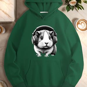 Sweat-shirt décontracté pour femme avec imprimé casque de cobaye, 100% polyester tricoté, automne - Product Image 4